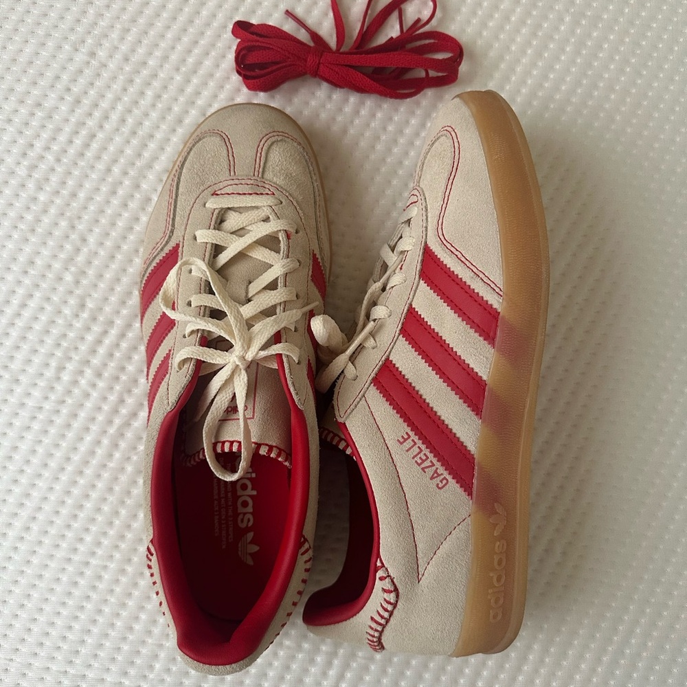 Adidas Gazelle Women's Cream and Red Sneakers